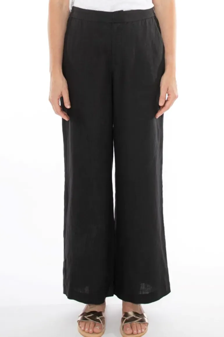 Linen Wide Leg Pant In Black By Jump