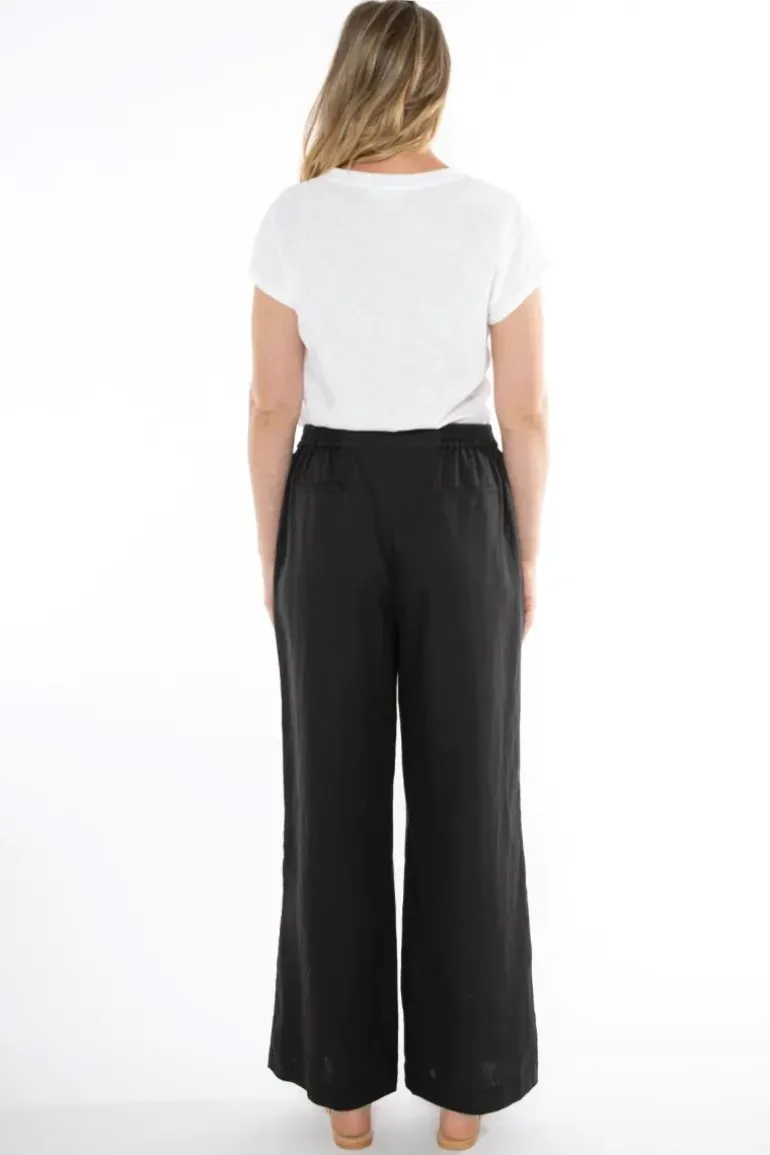 Linen Wide Leg Pant In Black By Jump