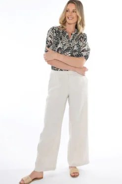 Linen Wide Leg Pant In Natural By Jump