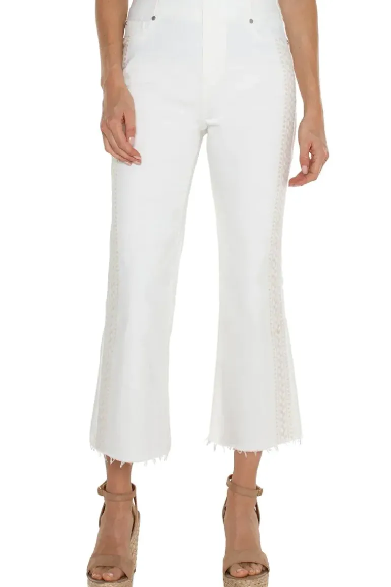 Liverpool Chloe Crop Frayed Hem Jeans In White