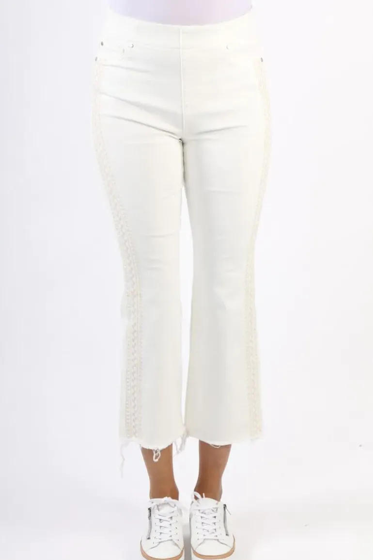 Liverpool Chloe Crop Frayed Hem Jeans In White