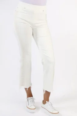 Liverpool Chloe Crop Frayed Hem Jeans In White