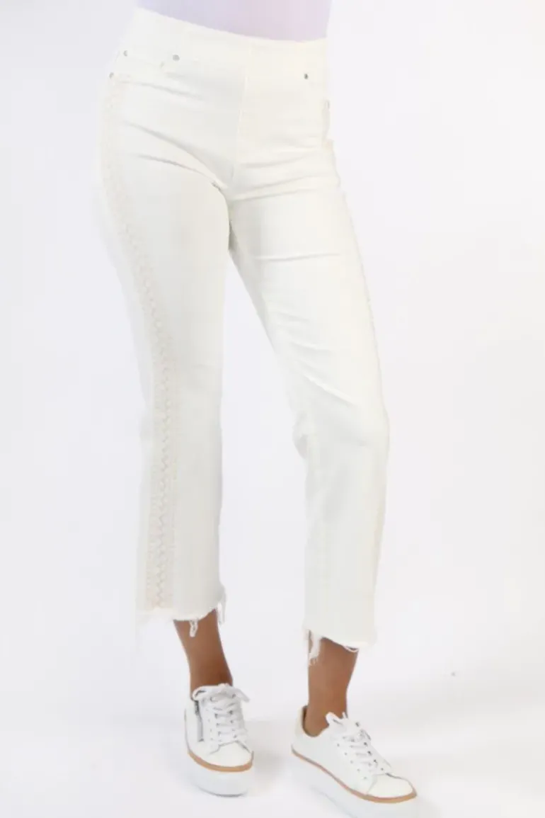 Liverpool Chloe Crop Frayed Hem Jeans In White