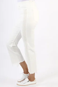 Liverpool Chloe Crop Frayed Hem Jeans In White