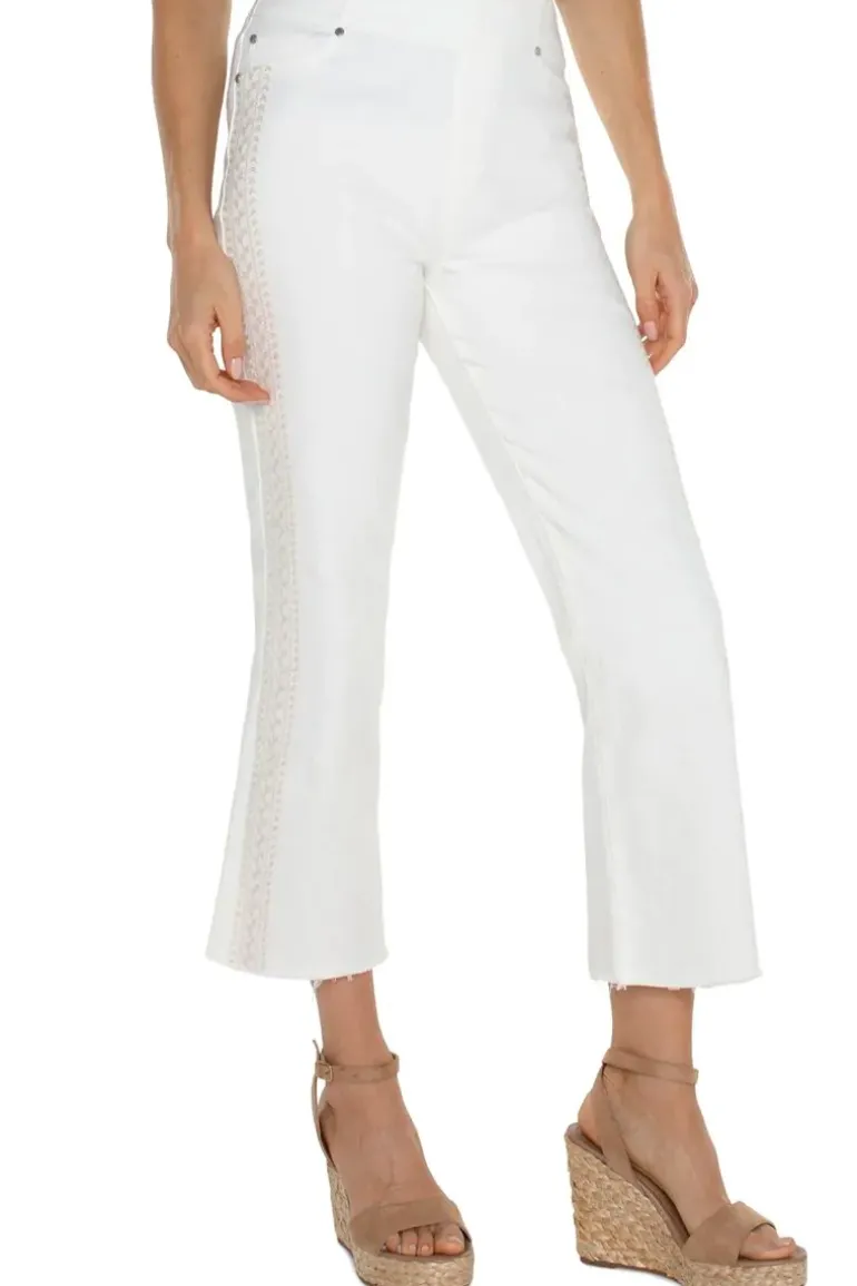 Liverpool Chloe Crop Frayed Hem Jeans In White