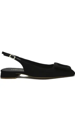 Lodi Love Low Heel Suede Slingback In Black