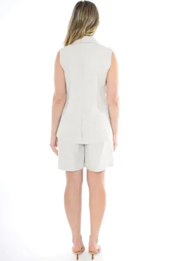 Longline Single Breasted Vest In Natural By Jump