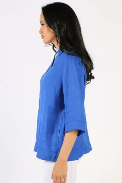 Luca Vanucci Roll Sleeve Shirt In Royal