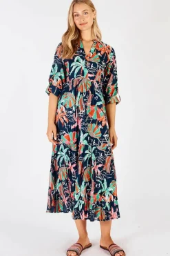 Lula Life Harlow Midi Dress In Navy