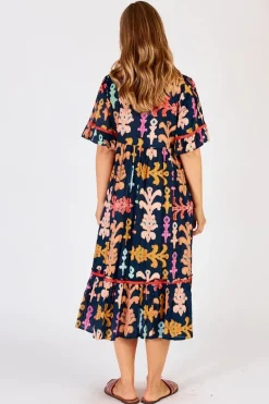 Lula Life Olivia Midi Dress In Navy
