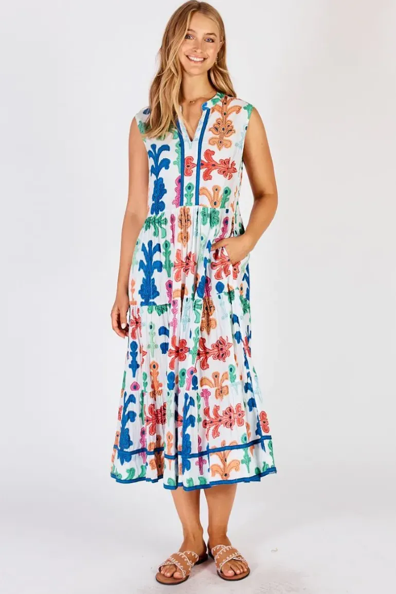 Lula Life Olivia Sleeveless Midi Dress In White