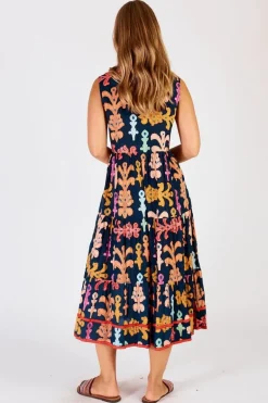 Lula Life Olivia Sleeveless Midi Dress In Navy
