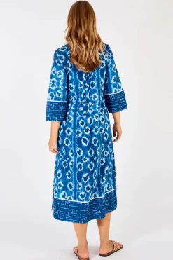 Lula Life Shibori Midi Dress In Navy