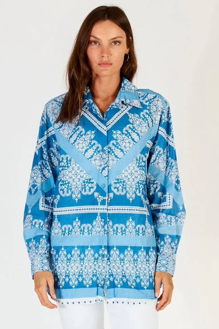 Lula Soul Bandana Shirt In Ocean