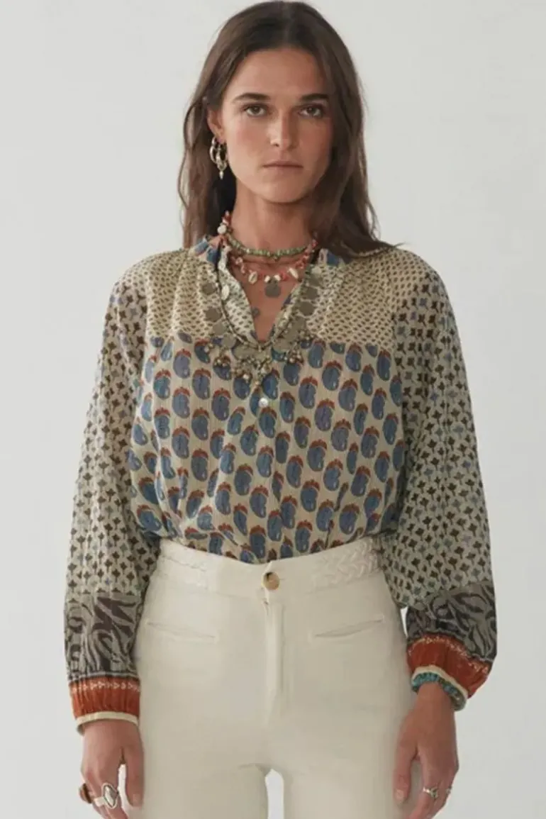Maison Hotel Paloma Blouse In Blue
