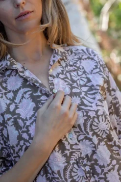 Mandalay Emily Maxi Shirtdress In Cocoa