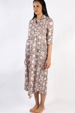 Mandalay Emily Maxi Shirtdress In Cocoa