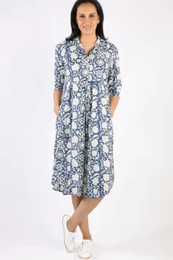 Mandalay Emily Shirtdress In Indigo