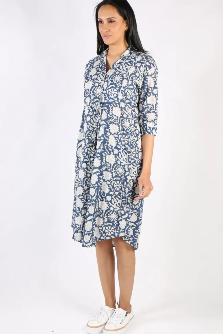Mandalay Emily Shirtdress In Indigo