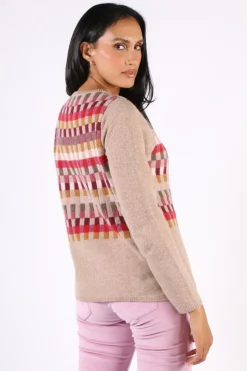 Mansted Salka Intarsia Check Jumper In Oat