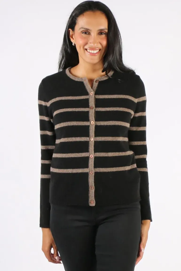 Mansted Zigge Stripe Cardigan In Black