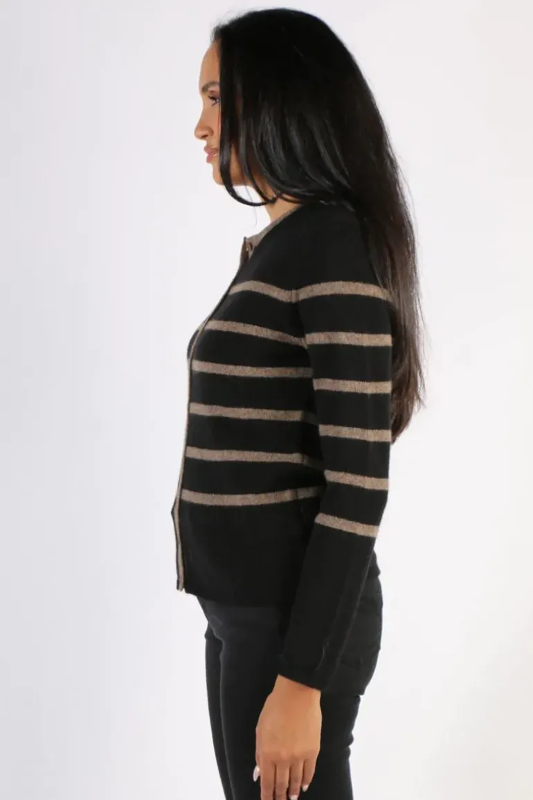 Mansted Zigge Stripe Cardigan In Black