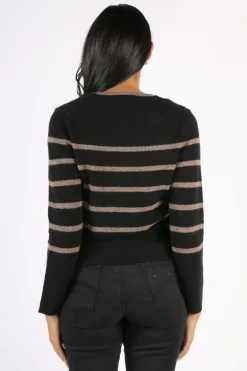 Mansted Zigge Stripe Cardigan In Black