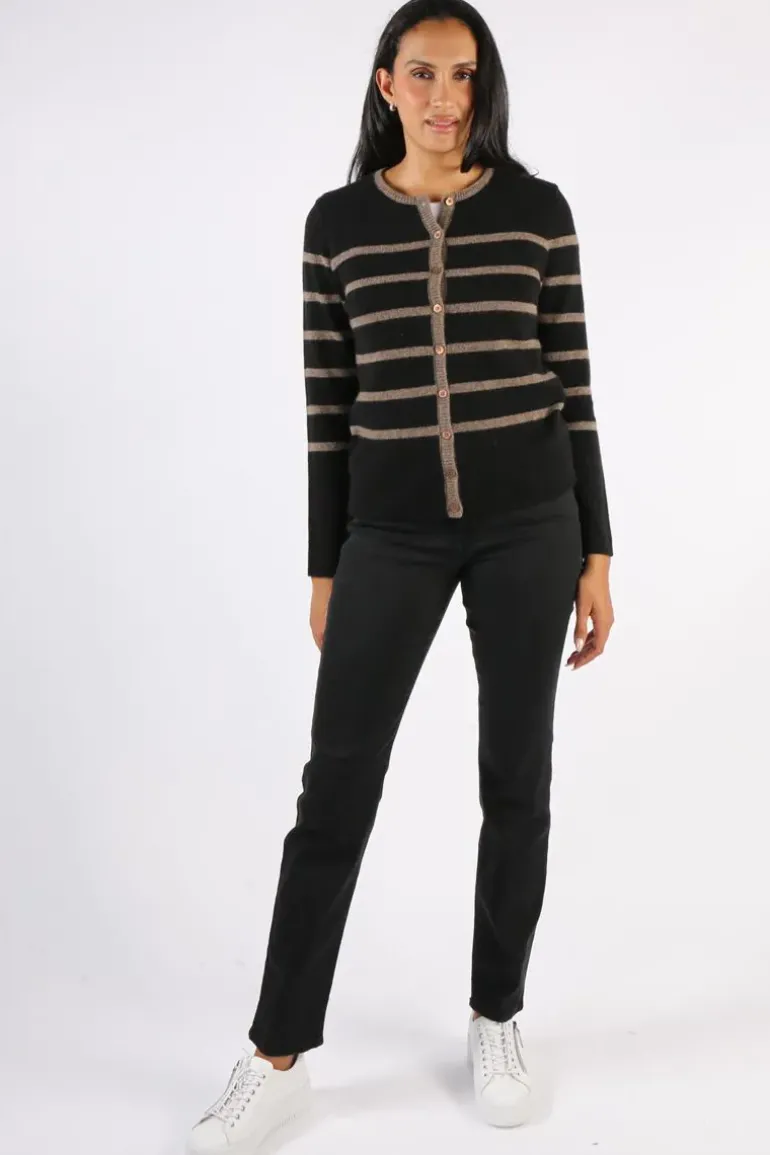 Mansted Zigge Stripe Cardigan In Black