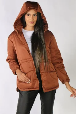 Marco Polo Puffer Coat In Tan