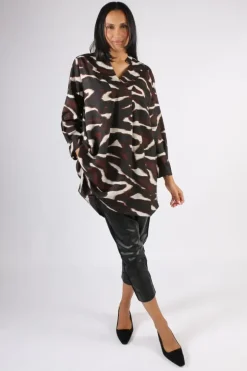 Masai Gnoa Printed Tunic Top In Coffee