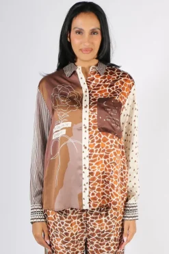 Me369 Isabel Shirt In Chocolate Print