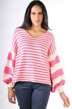 Milson Ottavia Stripe Jumper In Fuchsia