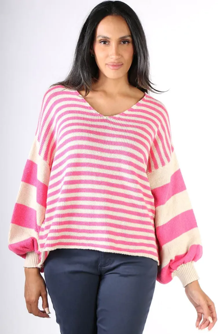 Milson Ottavia Stripe Jumper In Fuchsia