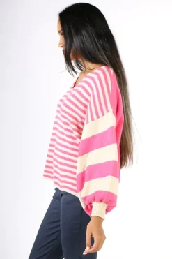 Milson Ottavia Stripe Jumper In Fuchsia