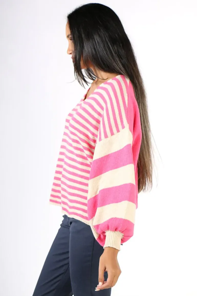 Milson Ottavia Stripe Jumper In Fuchsia