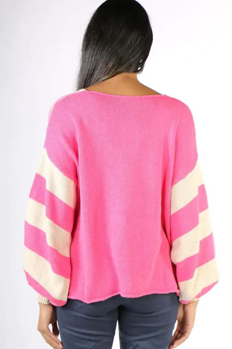 Milson Ottavia Stripe Jumper In Fuchsia