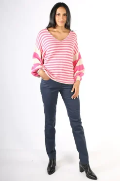 Milson Ottavia Stripe Jumper In Fuchsia