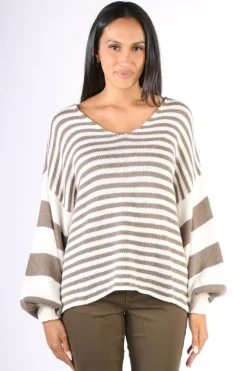Milson Ottavia Stripe Jumper In Mink