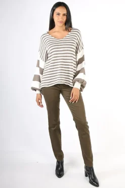Milson Ottavia Stripe Jumper In Mink