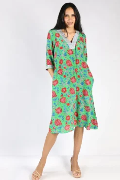 Monica Floral Dress In Green By Anupamaa