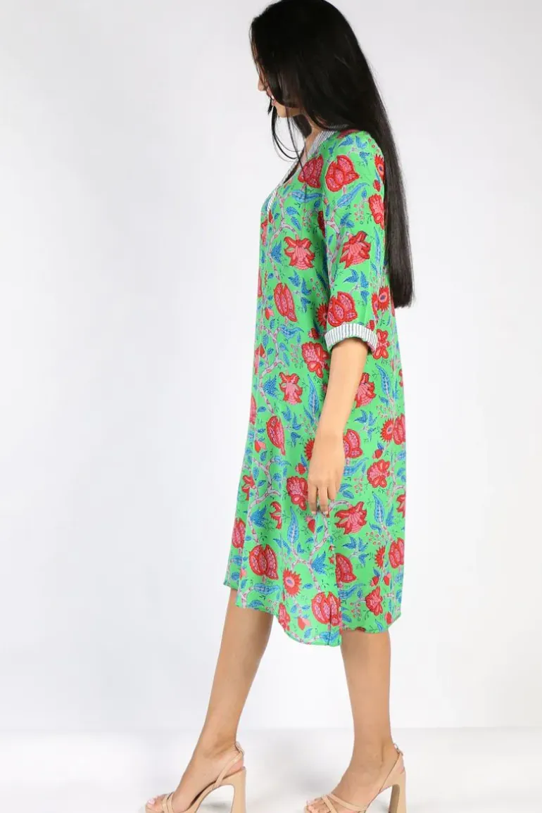 Monica Floral Dress In Green By Anupamaa