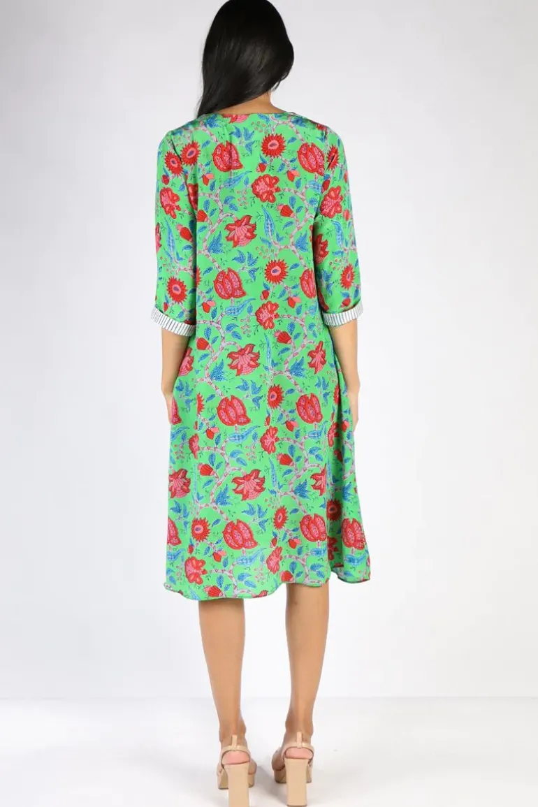 Monica Floral Dress In Green By Anupamaa