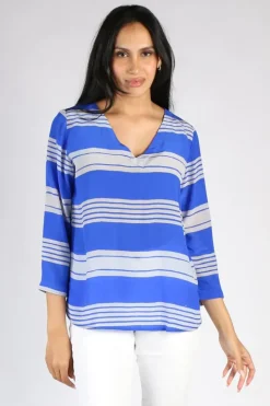 Monica Stripe Top In Blue By Anupamaa