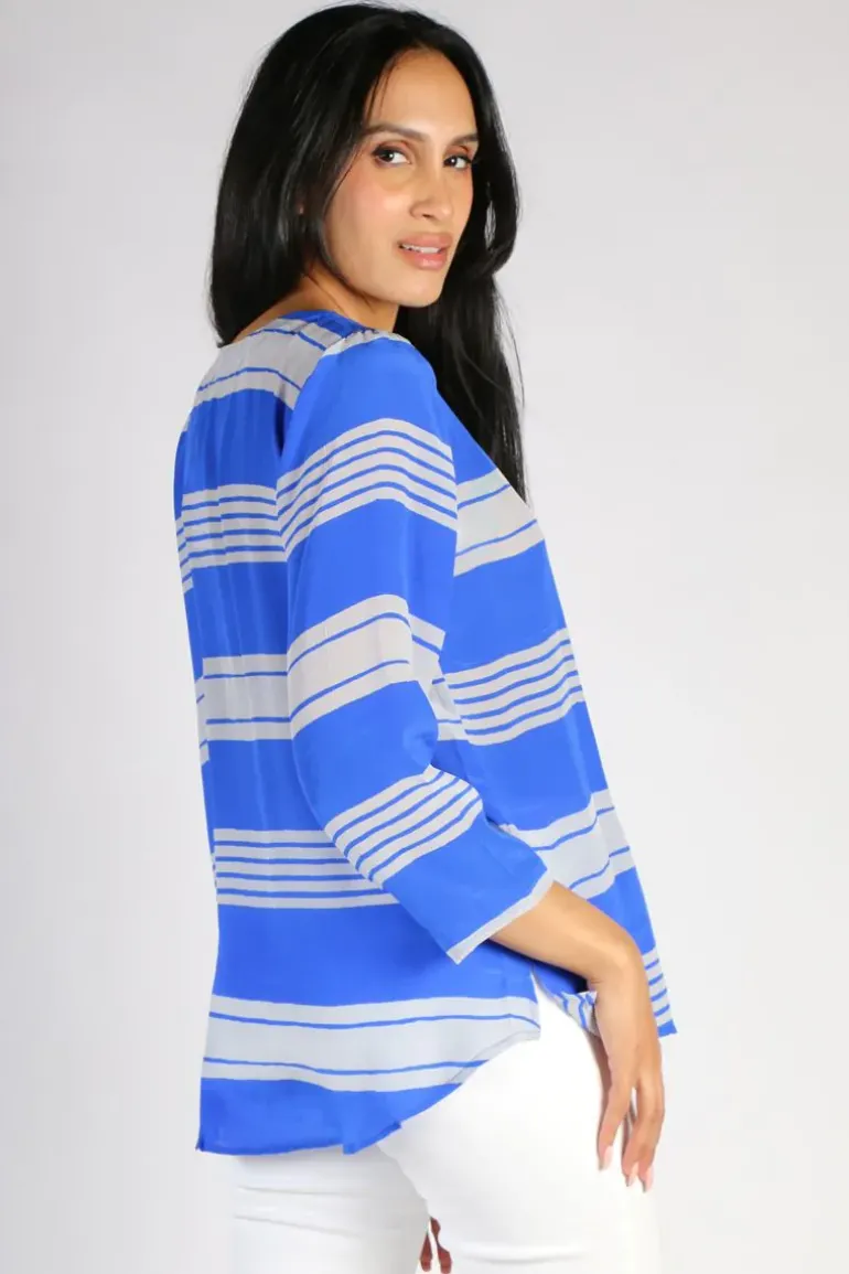 Monica Stripe Top In Blue By Anupamaa