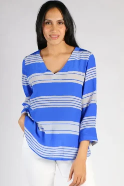 Monica Stripe Top In Blue By Anupamaa