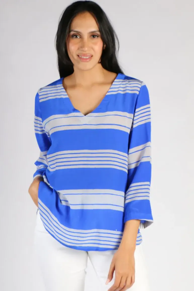 Monica Stripe Top In Blue By Anupamaa