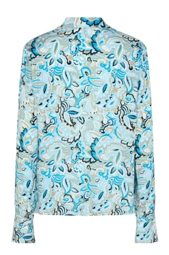 Mos Mosh Blue Aster Viva Ruffle Shirt In Print