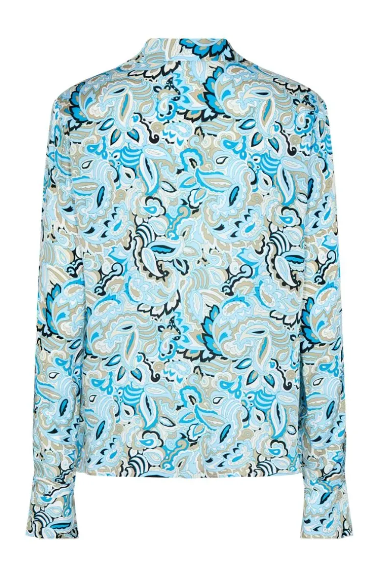 Mos Mosh Blue Aster Viva Ruffle Shirt In Print