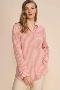 Mos Mosh Elinda Striped Shirt In Rose