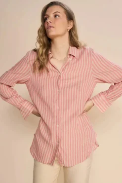 Mos Mosh Elinda Striped Shirt In Rose